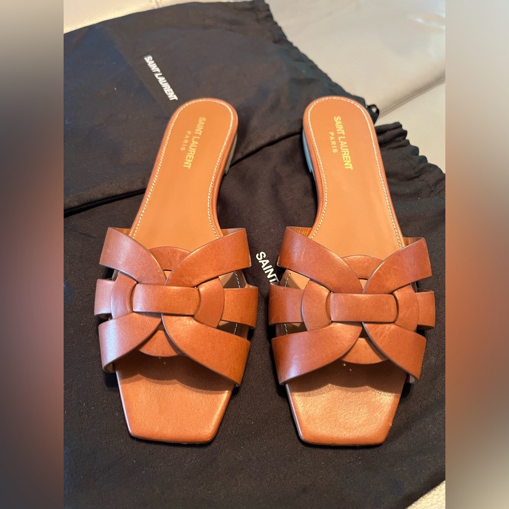 Saint Laurent Tribute Sandals in smooth leather-  Size 39 1/2